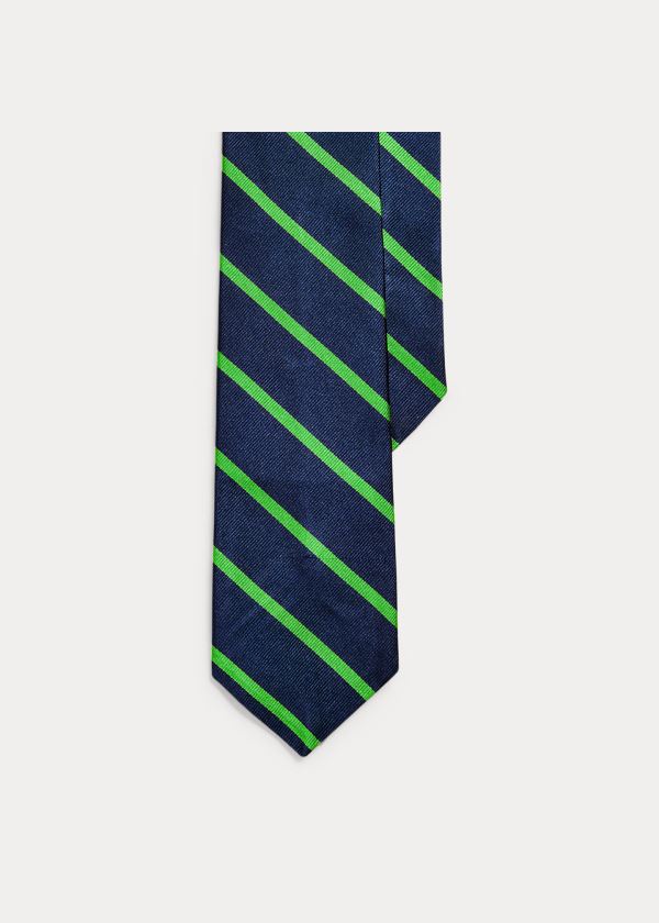 Corbatas Polo Ralph Lauren Hombre Azul Marino / Verdes - Striped Silk Repp Narrow - SUVBR0368